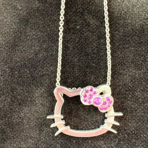 Hello Kitty sterling silver and real pink sapphire necklace